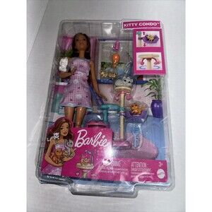 Barbie Kitty Condo Playset with Brunette Fashion Doll, 4 Kittens, Cat Tree & Acc